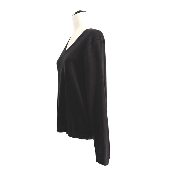 NWOT Lands' End Womens V Neck Long Sleeve Sweater Supima Cotton Black XL P - Picture 2 of 5